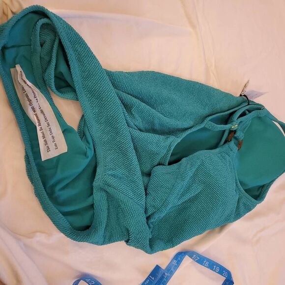 NWT Shade & Shore Turqoise Ribbed Highleg Onepiece Swimsuit. Size Large - Picture 10 of 10